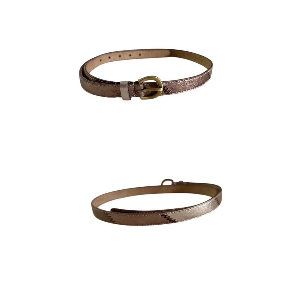 Chicos Genuine Leather Metallic Patches Belt M